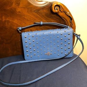 Coach Lapis Blue ombré rivets fold over crossbody purse/clutch